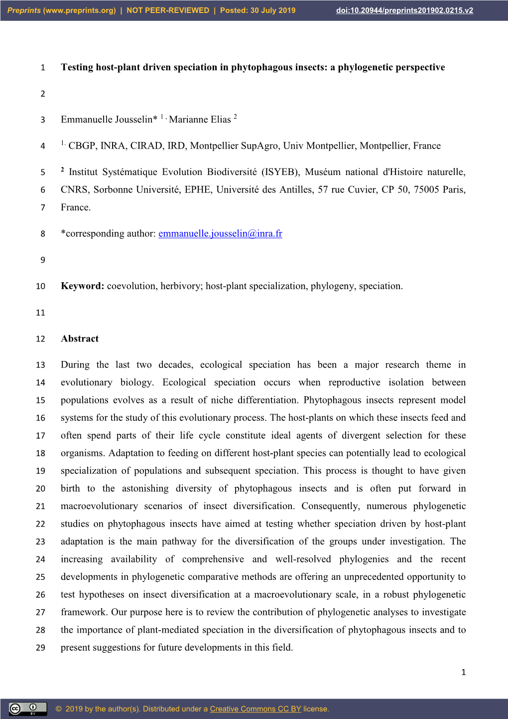 Testing Host-Plant Driven Speciation in Phytophagous Insects: a Phylogenetic Perspective