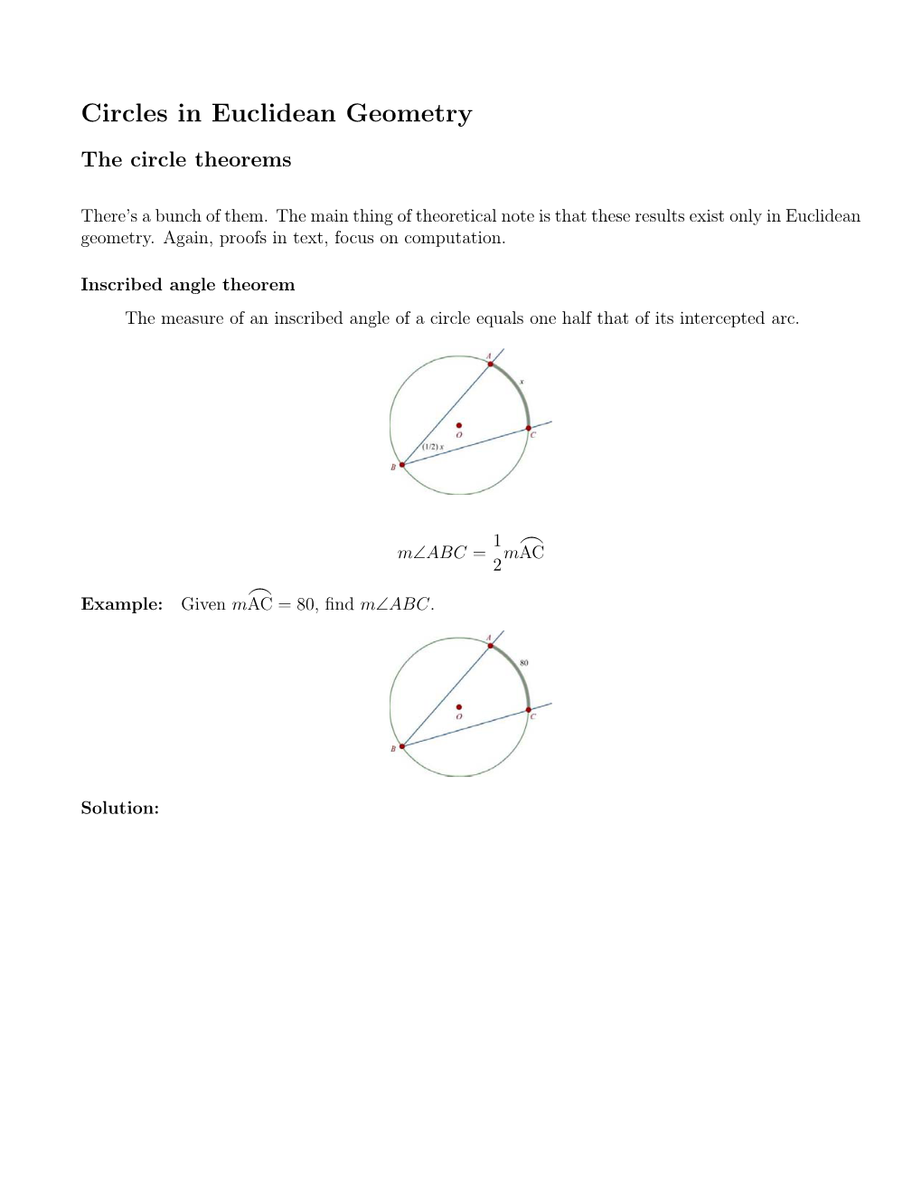 Circles in Euclidean Geometry