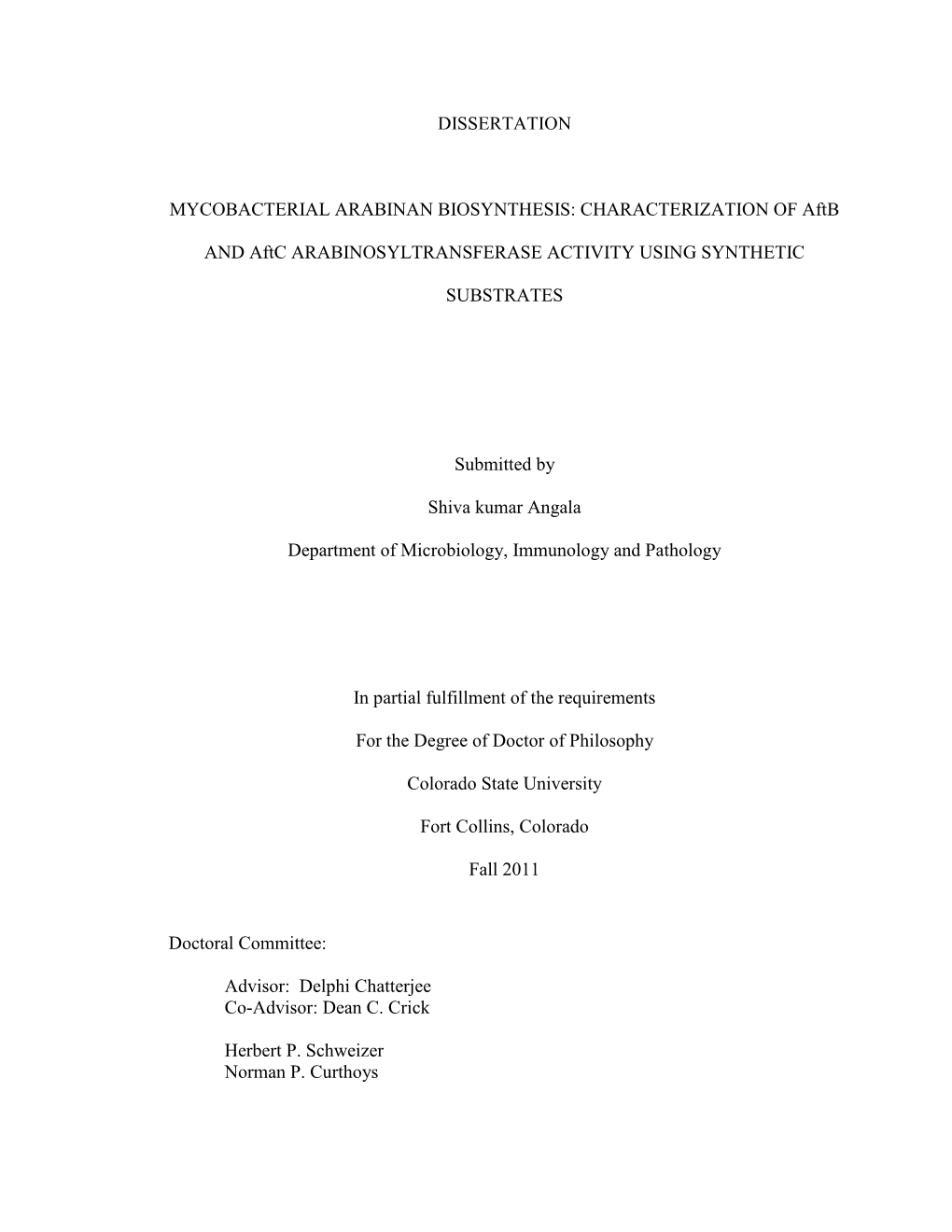 Dissertation Mycobacterial Arabinan Biosynthesis