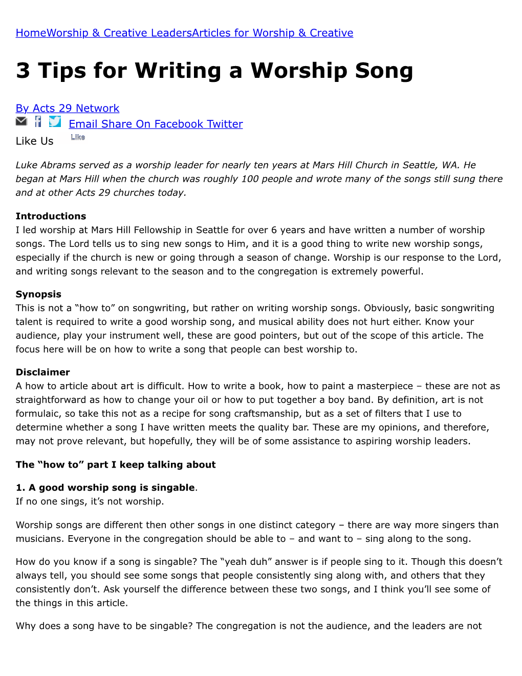 3 Tips for Writing a Worship Song