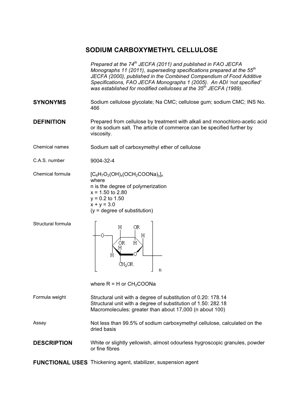 Sodium Carboxymethyl Cellulose