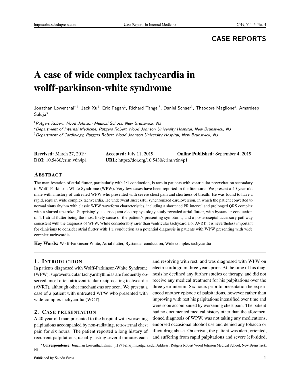 A Case of Wide Complex Tachycardia in Wolff-Parkinson-White Syndrome