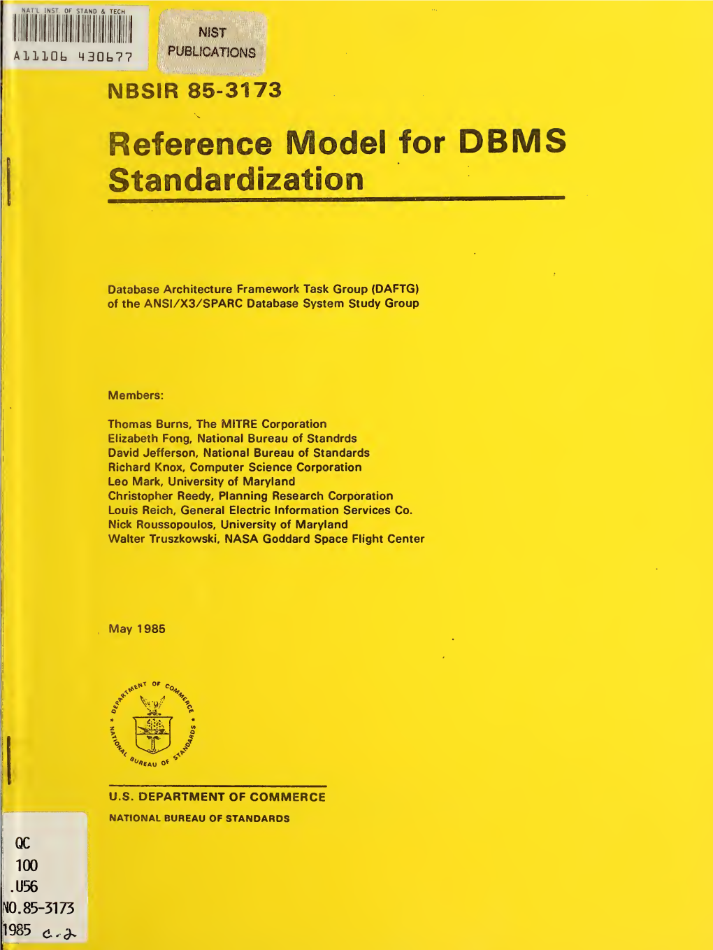 Reference Model for Dbms Standardization