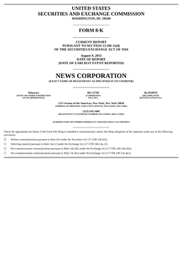 News Corporation (Exact Name of Registrant As Specified in Its Charter)