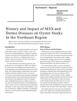 History and Impact of MSX and Dermo Disease on Oyster Stocks