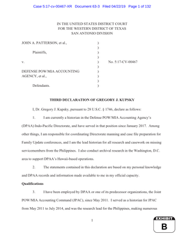 1 in the UNITED STATES DISTRICT COURT for the WESTERN DISTRICT of TEXAS SAN ANTONIO DIVISION JOHN A. PATTERSON, Et Al., ) ) Plai