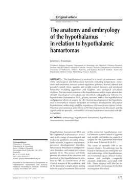 The Anatomy and Embryology of the Hypothalamus in Relation to Hypothalamic Hamartomas