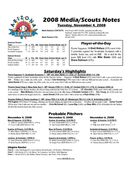 2008 Media/Scouts Notes Tuesday, November 4, 2008