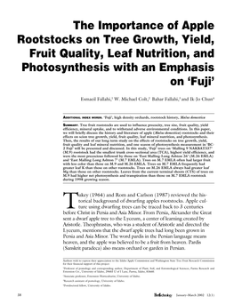 The Importance of Apple Rootstocks on Tree Growth, Yield, Fruit Quality, Leaf Nutrition, and Photosynthesis with an Emphasis on ‘Fuji’