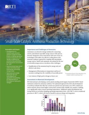 Small-Scale Catalytic Ammonia Production Technology