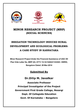 Minor Research Project (Mrp) (Social Sciences)