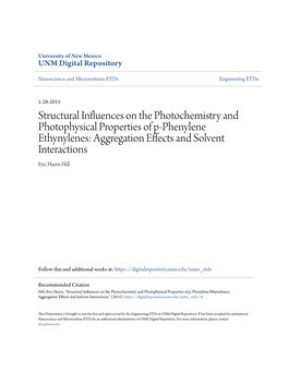 Aggregation Effects and Solvent Interactions Eric Harris Hill