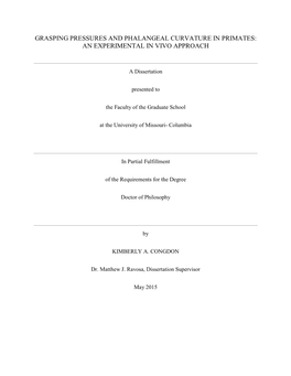 Grasping Pressures and Phalangeal Curvature in Primates: an Experimental in Vivo Approach