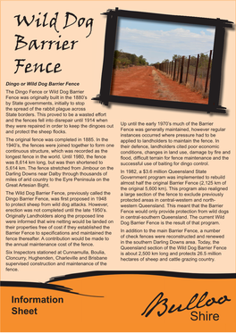 Wild Dog Barrier Fence Fact Sheet