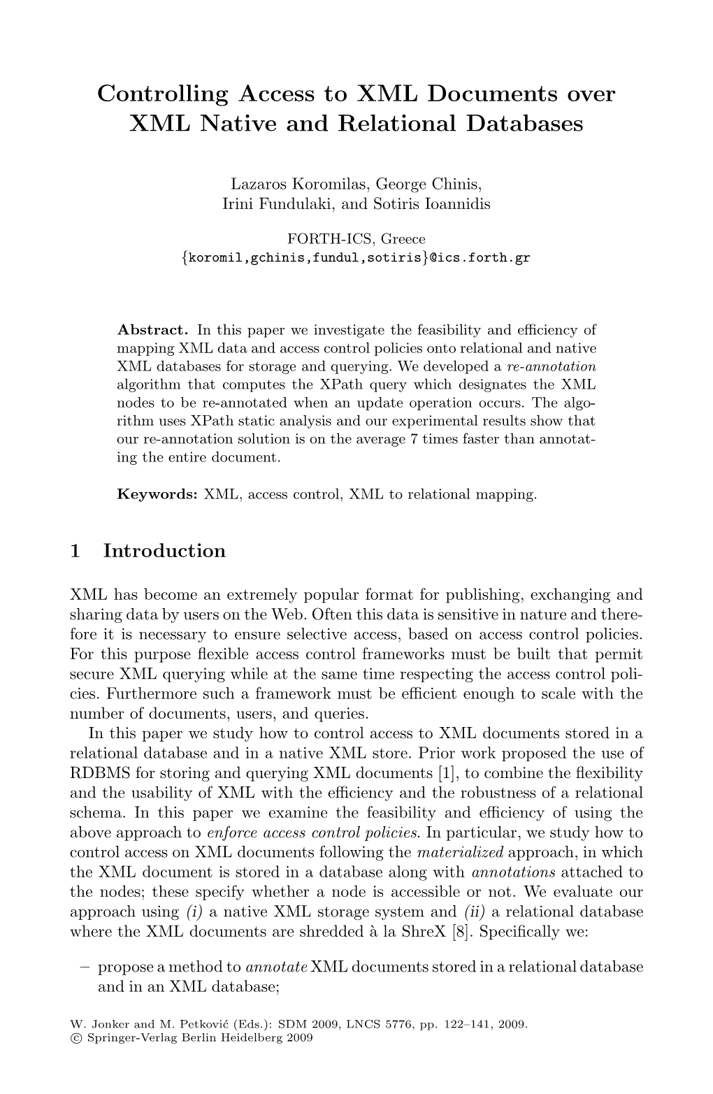 Controlling Access to XML Documents Over XML Native and Relational Databases