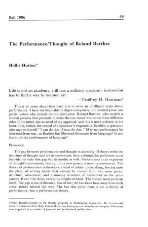The Performance/Thought of Roland Barthes