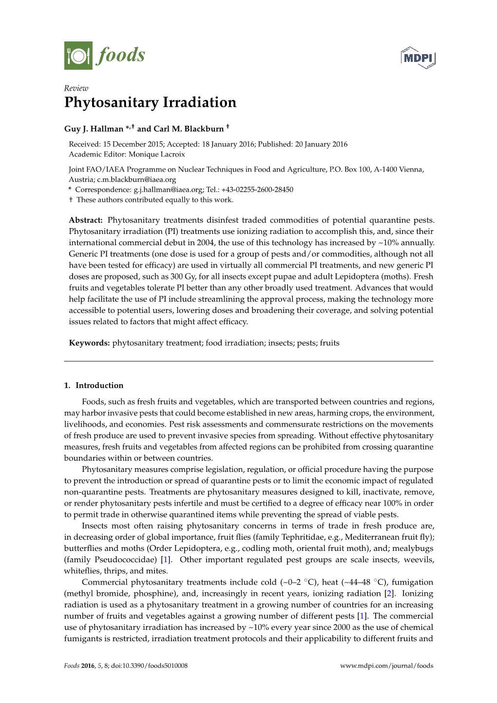 Phytosanitary Irradiation