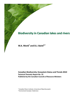Biodiversity in Lakes and Rivers Report