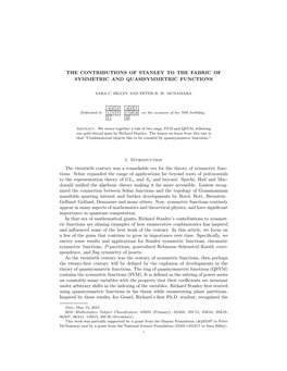 The Contributions of Stanley to the Fabric of Symmetric and Quasisymmetric Functions