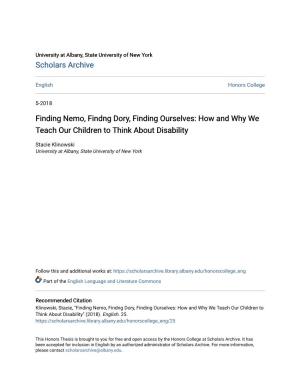 Finding Nemo, Findng Dory, Finding Ourselves: How and Why We Teach Our Children to Think About Disability