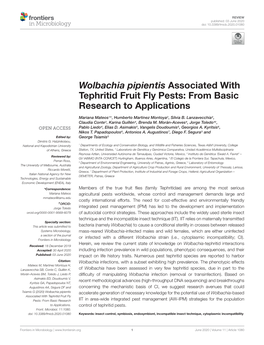 Wolbachia Pipientis Associated with Tephritid Fruit Fly Pests: from Basic Research to Applications