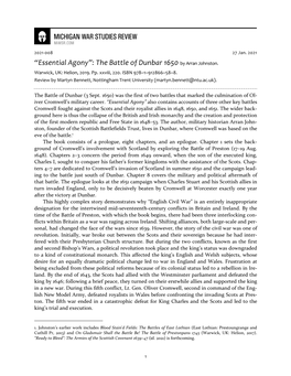 “Essential Agony”: the Battle of Dunbar 1650 by Arran Johnston