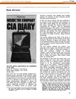 Inside the Company: CIA Diary.' Taken to Justify the Lack of Professional Notice