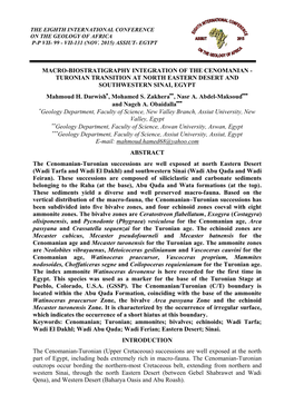 Stratigraphic Studies on the Cenomanian-Turonian Succession