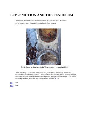 Lcp 2: Motion and the Pendulum