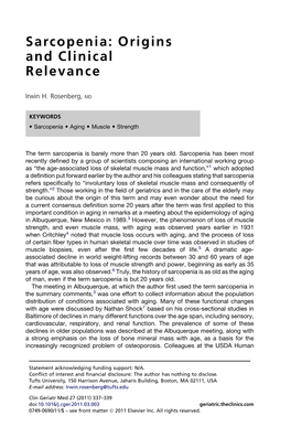 Sarcopenia: Origins and Clinical Relevance