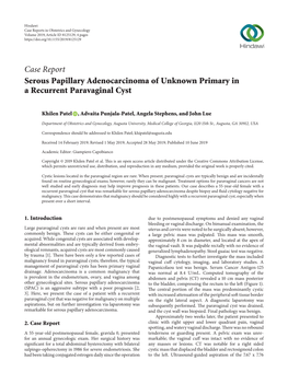 Serous Papillary Adenocarcinoma of Unknown Primary in a Recurrent Paravaginal Cyst