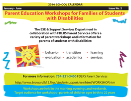 Parent Education Workshops for Families of Students with Disabilities