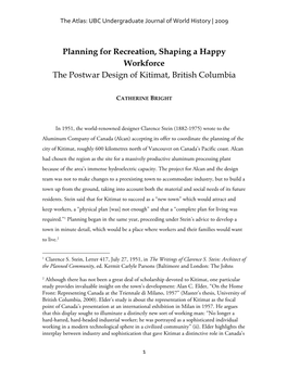 Catherine Bright: Planning for Recreation, Shaping a Happy