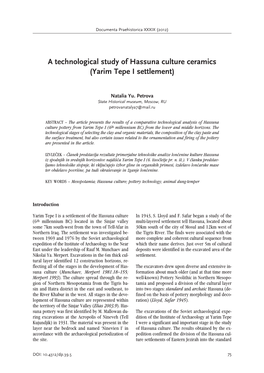 A Technological Study of Hassuna Culture Ceramics (Yarim Tepe I Settlement)