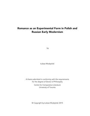 Romance As an Experimental Form in Polish and Russian Early Modernism