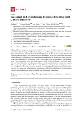 Ecological and Evolutionary Processes Shaping Viral Genetic Diversity