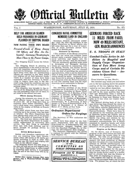 (9Llritalultin. PUBLISHED Dazly Under Order of the PRESIDENT of the UNITED STATES by COMMITTEE on PUBLIC INFORMATION GEORGE CREE, Chairman * * * COMPLETE Record of U