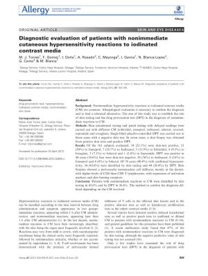 Diagnostic Evaluation of Patients with Nonimmediate Cutaneous Hypersensitivity Reactions to Iodinated Contrast Media M