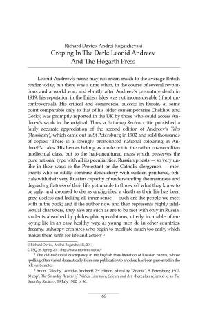 Groping in the Dark: Leonid Andreev and the Hogarth Press