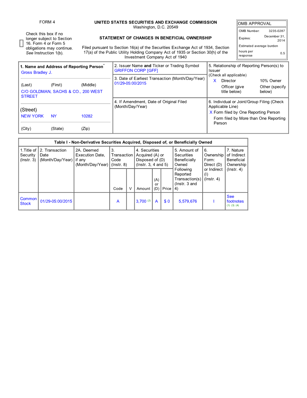 FORM 4 UNITED STATES SECURITIES and EXCHANGE COMMISSION OMB APPROVAL Washington, D.C