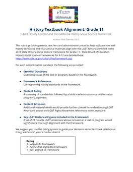 History Textbook Alignment: Grade 11 [PDF]