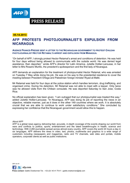 Afp Protests Photojournalist's Expulsion
