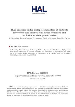 High-Precision Sulfur Isotope Composition of Enstatite Meteorites and Implications of the Formation and Evolution of Their Parent Bodies C