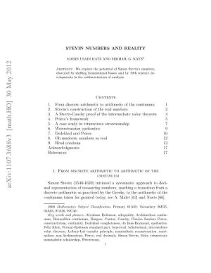 Stevin Numbers and Reality 3
