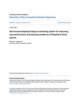 Non-Invasive Keyboard Fatigue Monitoring System for Improving User Performance and Reducing Incidences of Repetitive Strain Injuries