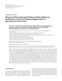 Dioscorea Phytocompounds Enhance Murine Splenocyte Proliferation Ex Vivo and Improve Regeneration of Bone Marrow Cells in Vivo