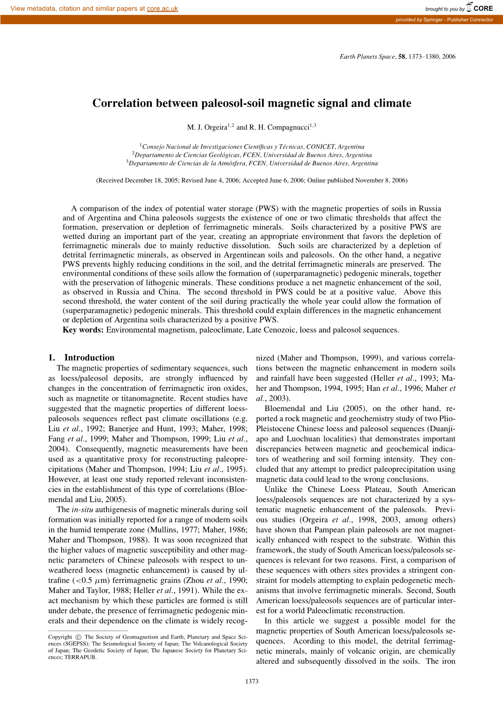 Correlation Between Paleosol-Soil Magnetic Signal and Climate