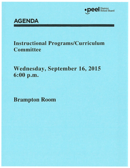 Wednesday, September 16, 2015 6:00P.M. Brampton Room