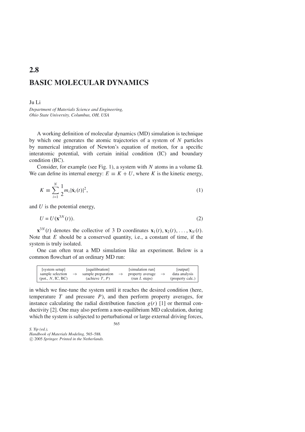 2.8 Basic Molecular Dynamics