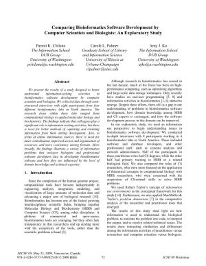 Comparing Bioinformatics Software Development by Computer Scientists and Biologists: an Exploratory Study